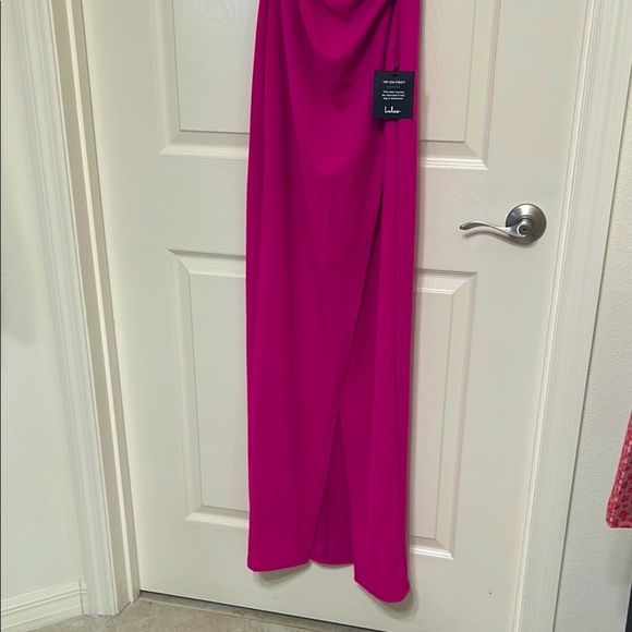 Lulu's Hot Pink Maxi Dress with Spaghetti Straps, Formal, Wedding or Prom - Picture 7 of 16